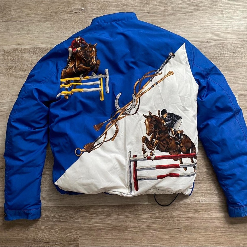 Vintage Woman’s Equestrian Polo by Ralph Lauren Blue Puffer Jacket